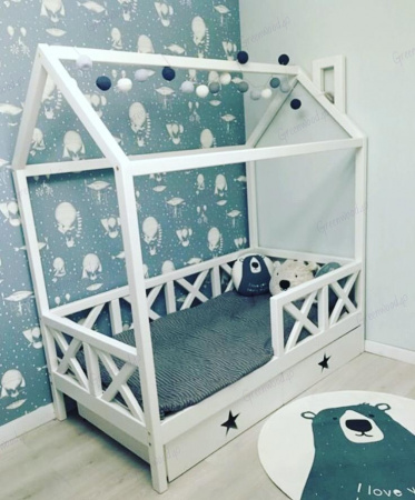 Кроватка домик с высокими бортиками 160x80 №21