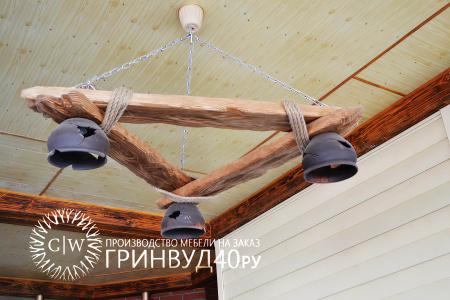 Люстра треугольная с глиняными плафонами