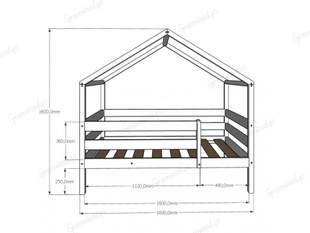 Кроватка домик с ящиками 160x80 №90